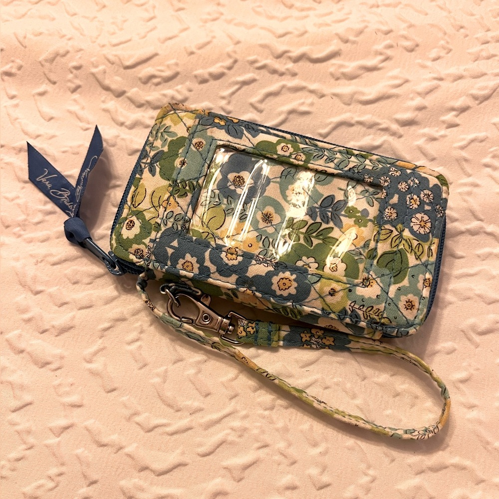 Vera Bradley Wristlet Wallet Purse English Meadow Blue Green Yellow